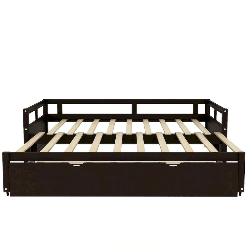 Letto a giorno estensibile con letto estraibile, Letto a giorno in legno con letto estraibile