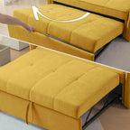 Divano letto estraibile in ciniglia gialla - 39,00 x 53,50 x 31,50