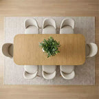 Set da pranzo 9 pezzi per 8 persone, tavolo allungabile con base a cavalletto e sedie imbottite con gambe in legno massello-Panipeachy