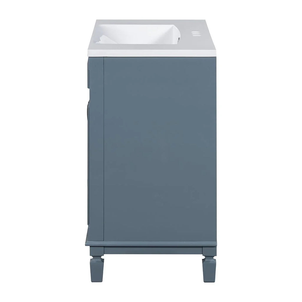 Mobile bagno moderno da 90 cm con lavabo integrato e specchiera, 2 ante e 2 cassetti