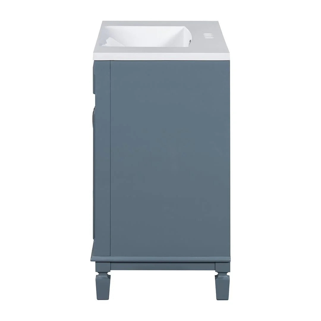 Mobile bagno moderno da 90 cm con lavabo integrato e specchiera, 2 ante e 2 cassetti