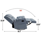 Poltrona reclinabile manuale oversize verde con funzione girevole, a dondolo e rivestimento in tessuto