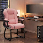 Sedia direzionale ergonomica in pelle gialla con schienale alto