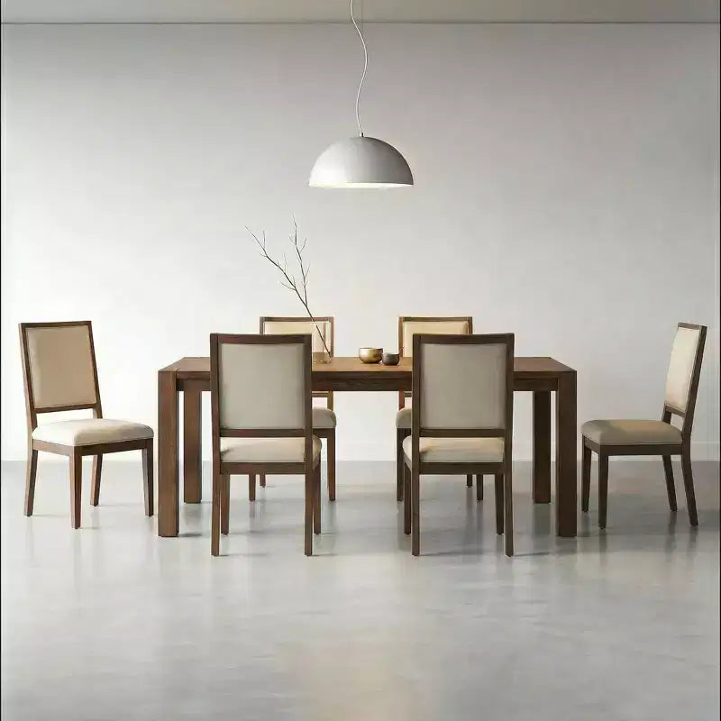 Set da pranzo moderno - Tavolo da 80 + 6 sedie imbottite, struttura in legno massello, capacità del tavolo 180 kg, facile montaggio
