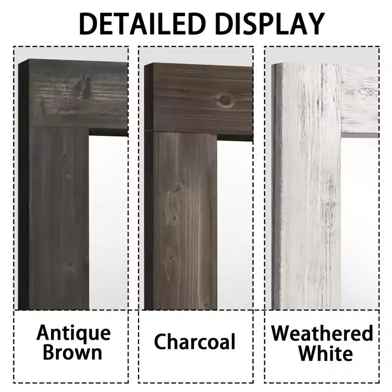 Specchio a figura intera rettangolare ad angolo retto in legno massiccio, usato, marrone, 71x31 pollici (senza staffa)