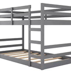 Letto a castello basso, letto a castello in legno con scaletta, letto a castello con sponde di sicurezza complete