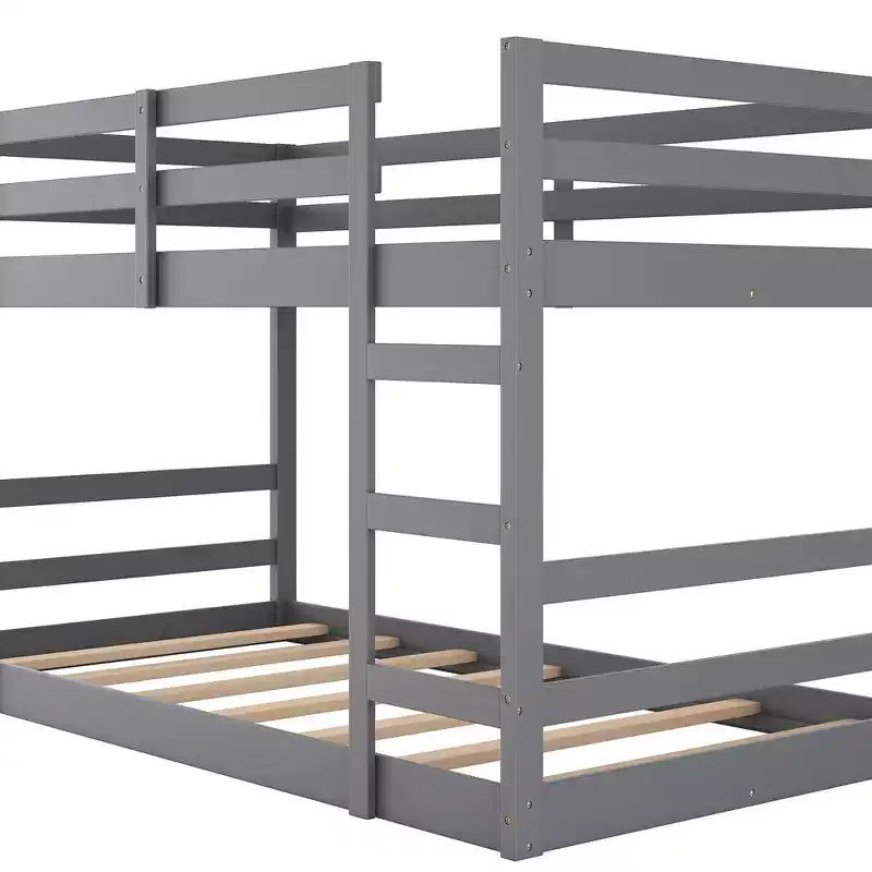 Letto a castello basso, letto a castello in legno con scaletta, letto a castello con sponde di sicurezza complete