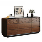 Comò in legno stile Art Déco con intagli geometrici