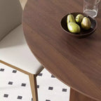 Tavolo da pranzo rotondo in legno massello PexFix 45 x 45 con finitura noce e gambe eleganti ad arco per sale da pranzo e cucine moderne