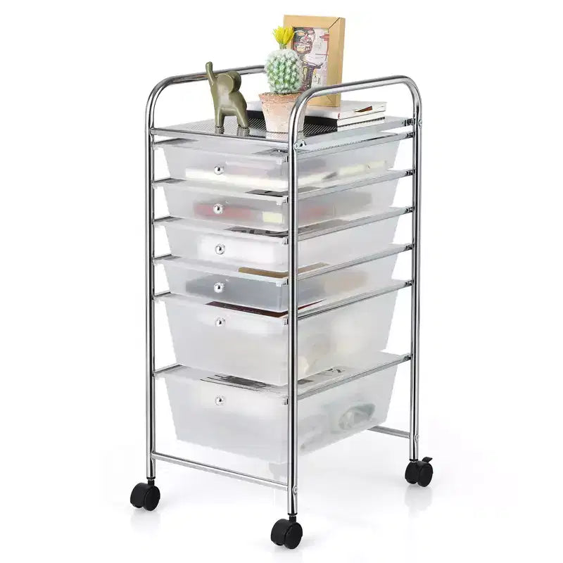 Costway 6 Drawer Rolling Storage Cart Scrapbook Paper Office Organizer Yellow/Black/Clear/MultiColor/Colorful/Macaron/Mixed Pink/Mixed Black/Hot Pink