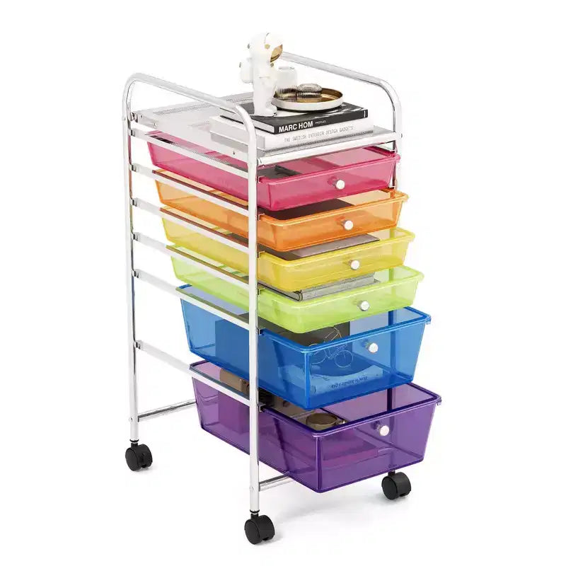 Costway 6 Drawer Rolling Storage Cart Scrapbook Paper Office Organizer Yellow/Black/Clear/MultiColor/Colorful/Macaron/Mixed Pink/Mixed Black/Hot Pink