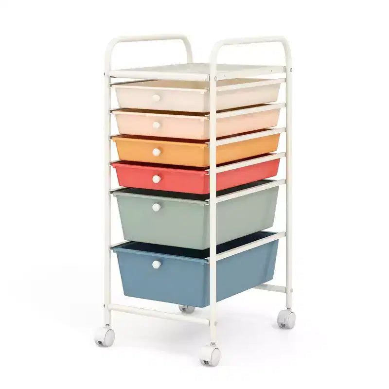 Costway 6 Drawer Rolling Storage Cart Scrapbook Paper Office Organizer Yellow/Black/Clear/MultiColor/Colorful/Macaron/Mixed Pink/Mixed Black/Hot Pink