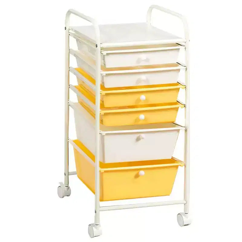 Costway 6 Drawer Rolling Storage Cart Scrapbook Paper Office Organizer Yellow/Black/Clear/MultiColor/Colorful/Macaron/Mixed Pink/Mixed Black/Hot Pink