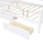 Struttura letto a casetta a grandezza naturale con cassetti, letto a piattaforma a casetta con luci LED, mensole e cassetti portaoggetti, divano letto in legno con tetto e sponda