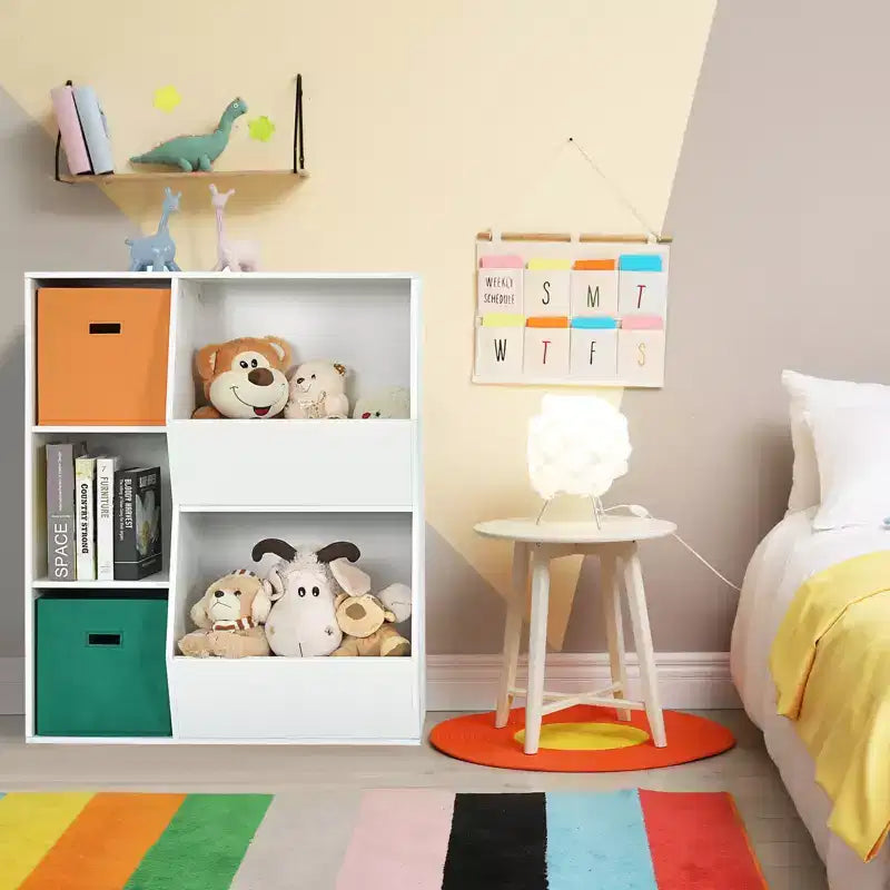 Costway Kids Toy Storage Cubby Bin Floor Cabinet Shelf Organizer w/2 Baskets