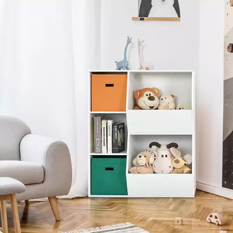 Costway Kids Toy Storage Cubby Bin Floor Cabinet Shelf Organizer w/2 Baskets