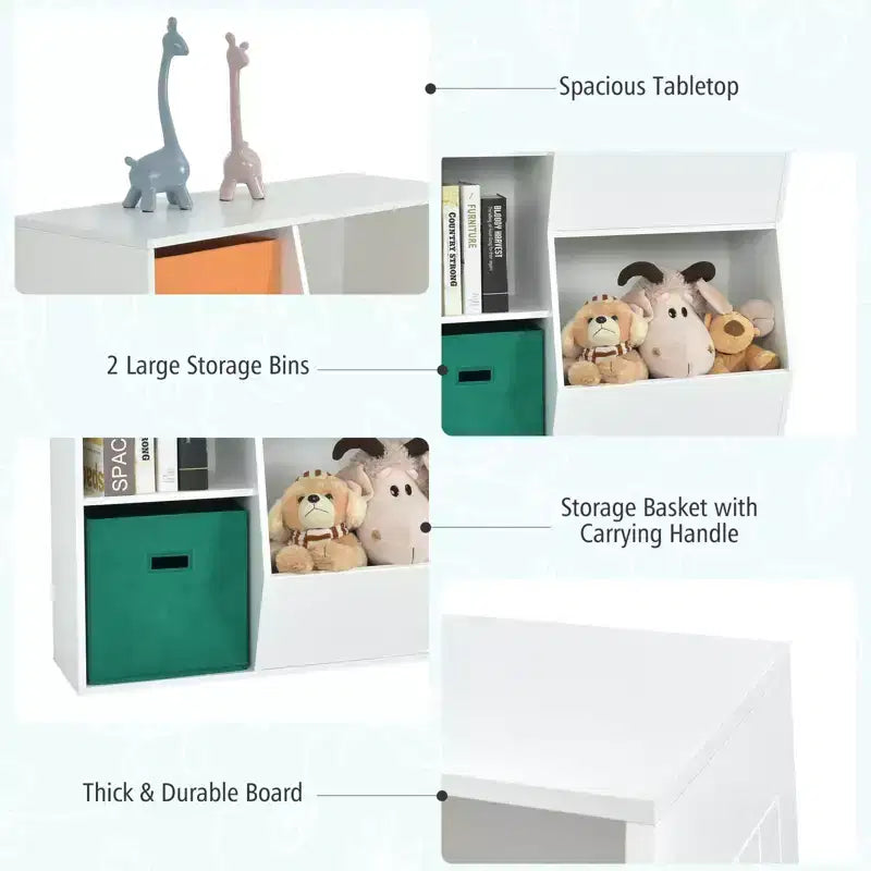 Costway Kids Toy Storage Cubby Bin Floor Cabinet Shelf Organizer w/2 Baskets
