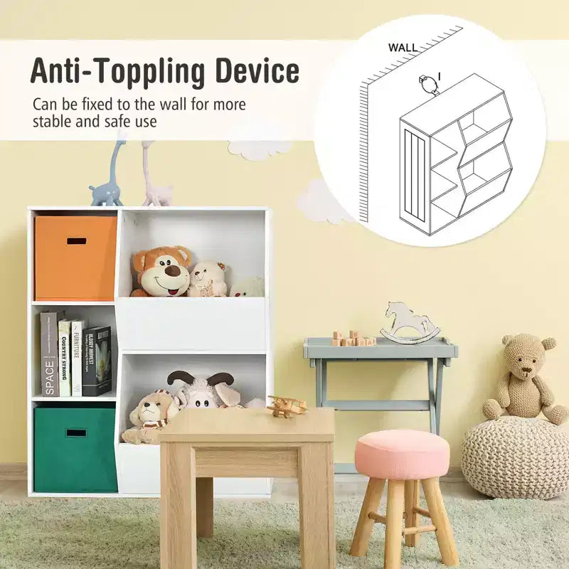 Costway Kids Toy Storage Cubby Bin Floor Cabinet Shelf Organizer w/2 Baskets