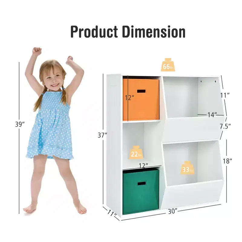 Costway Kids Toy Storage Cubby Bin Floor Cabinet Shelf Organizer w/2 Baskets