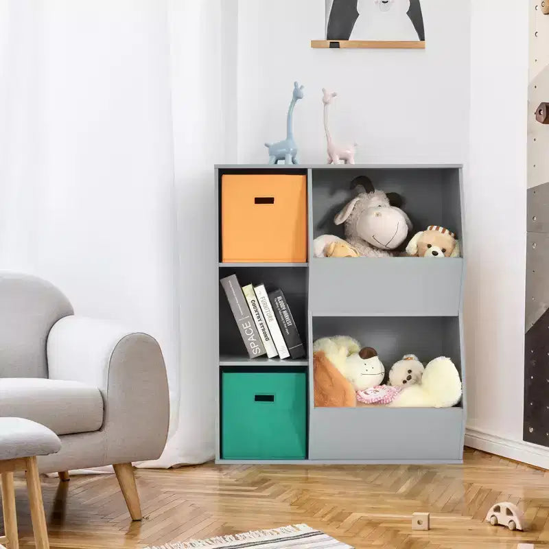 Costway Kids Toy Storage Cubby Bin Floor Cabinet Shelf Organizer w/2 Baskets