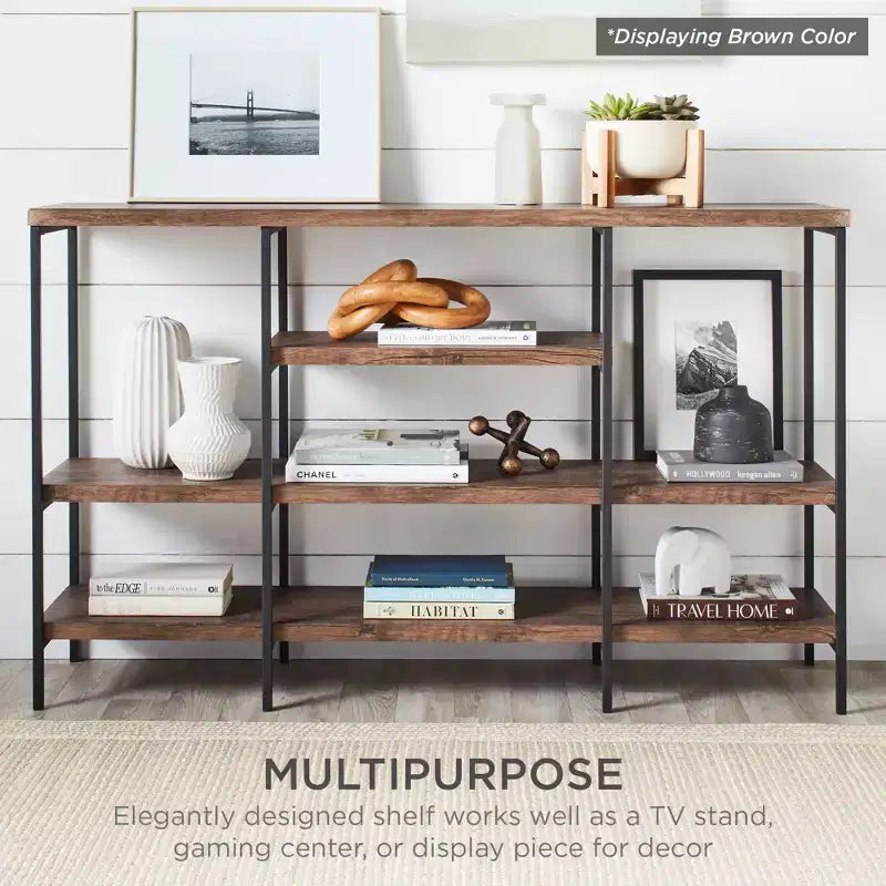 Best Choice Products, table console industrielle à 4 niveaux de 55 po avec étagères hautes, cadre en métal
