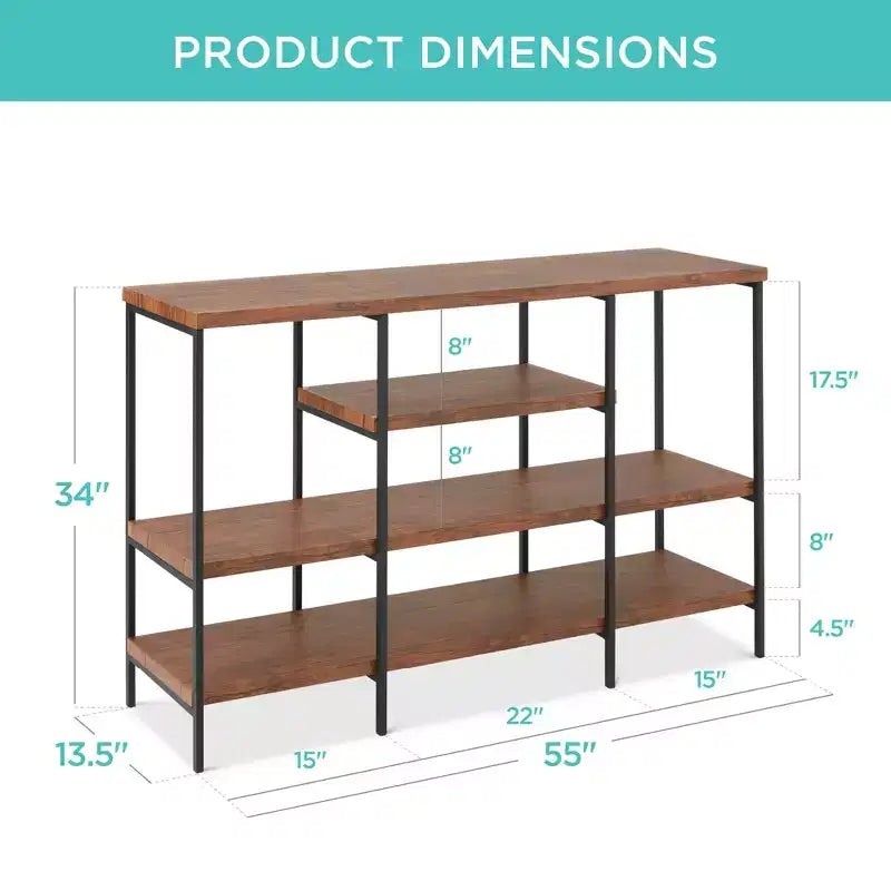 Best Choice Products, table console industrielle à 4 niveaux de 55 po avec étagères hautes, cadre en métal