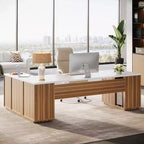 Scrivania direzionale a L Lantine 85,8, scrivania da computer da ufficio extra large con cassetti portadocumenti per l'home office