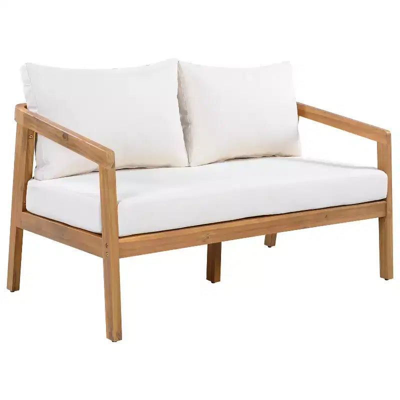 Christopher Knight Home Sunny Modern Set da 5 Pezzi con Sedute in Acacia, Tavolo Rettangolare a Doghe e 7 Posti a Sedere