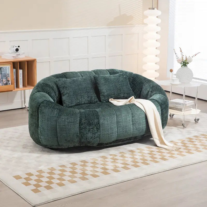 GDFStudio - Divano Pigro a 2 Posti Laurel in ciniglia con Schiuma ad Alta Densità e Comfort Sovradimensionato