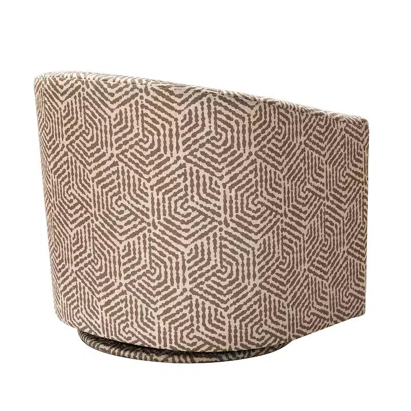 Set of 2 Liria Wooden Upholstered Barrel Chair for Livingroom with Metal Swivel Base| ART OF LIVING DESIGNS