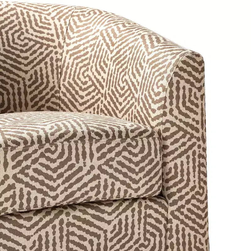 Set of 2 Liria Wooden Upholstered Barrel Chair for Livingroom with Metal Swivel Base| ART OF LIVING DESIGNS