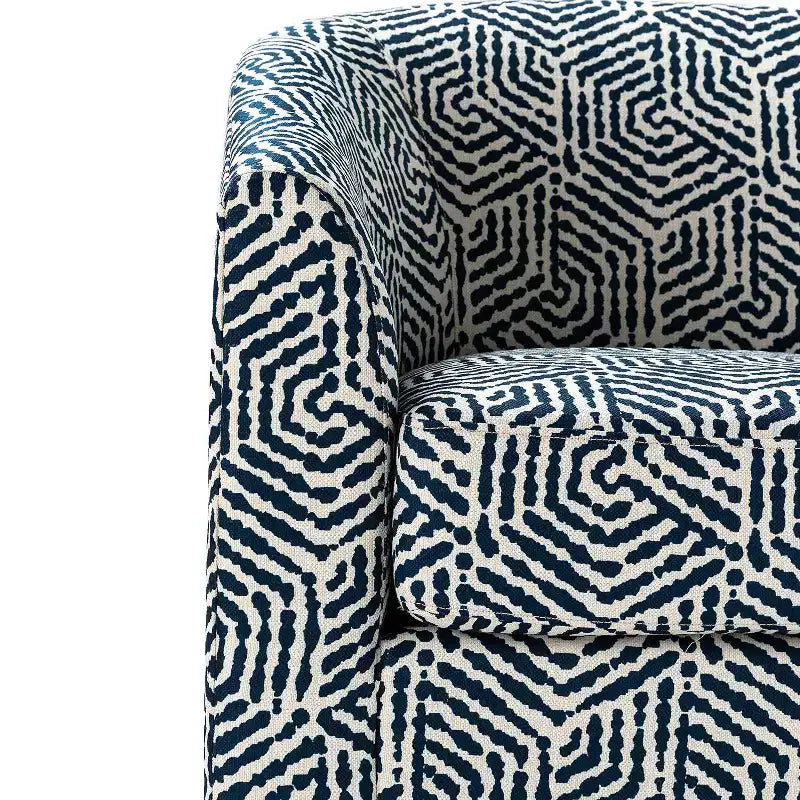 Set of 2 Liria Wooden Upholstered Barrel Chair for Livingroom with Metal Swivel Base| ART OF LIVING DESIGNS