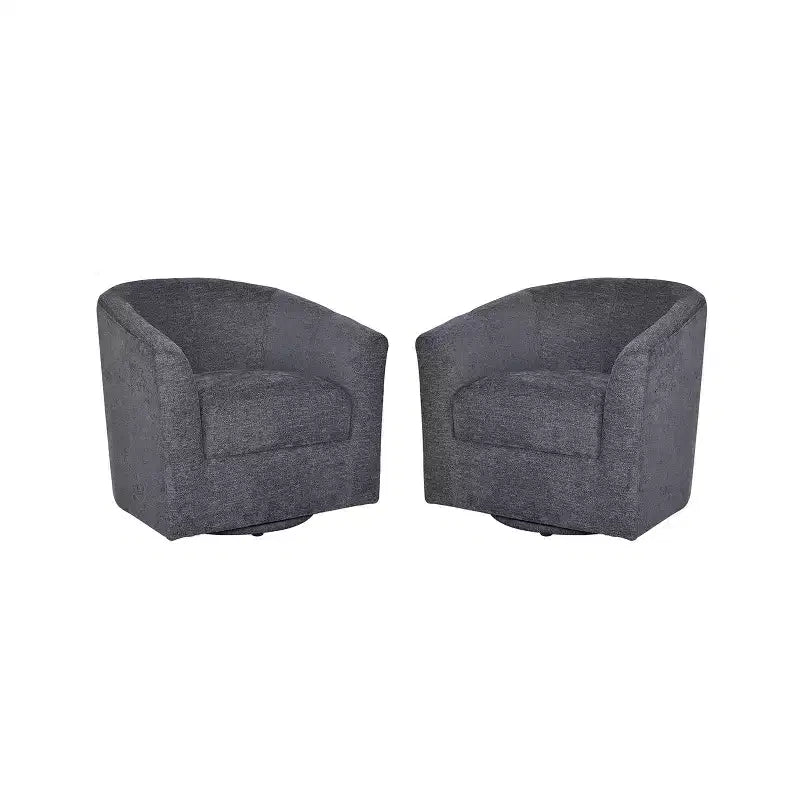 Set of 2 Liria Wooden Upholstered Barrel Chair for Livingroom with Metal Swivel Base| ART OF LIVING DESIGNS