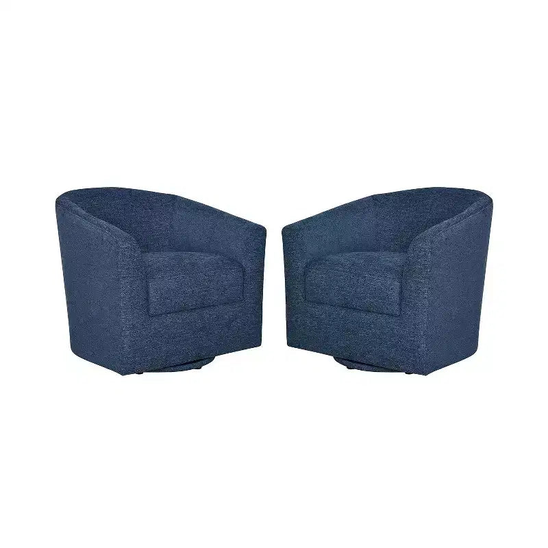 Set of 2 Liria Wooden Upholstered Barrel Chair for Livingroom with Metal Swivel Base| ART OF LIVING DESIGNS