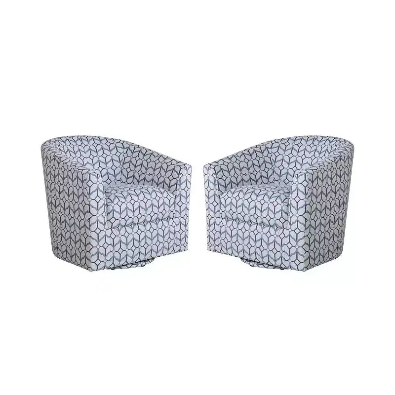 Set of 2 Liria Wooden Upholstered Barrel Chair for Livingroom with Metal Swivel Base| ART OF LIVING DESIGNS