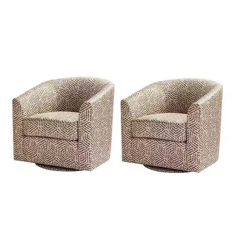Set of 2 Liria Wooden Upholstered Barrel Chair for Livingroom with Metal Swivel Base| ART OF LIVING DESIGNS