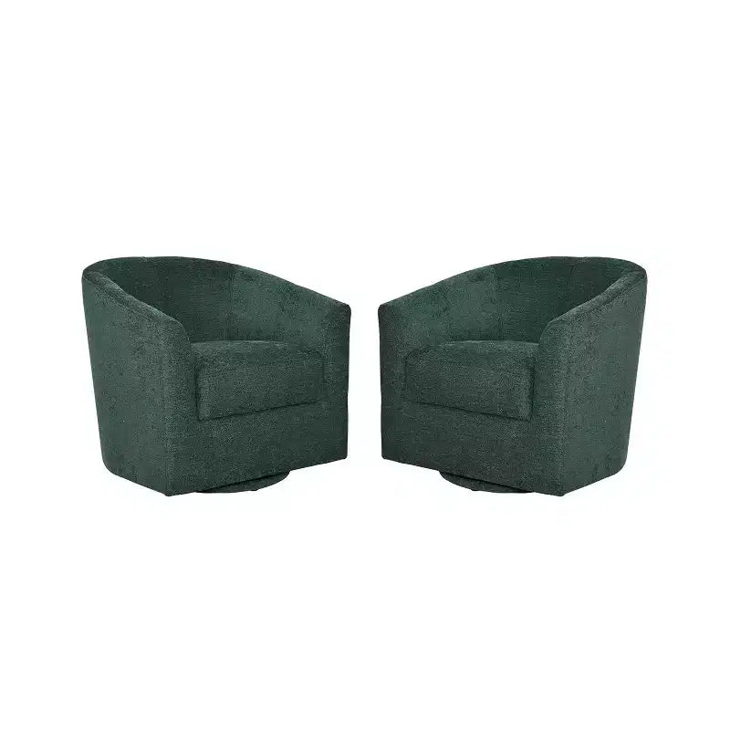 Set of 2 Liria Wooden Upholstered Barrel Chair for Livingroom with Metal Swivel Base| ART OF LIVING DESIGNS