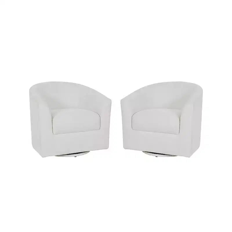 Set of 2 Liria Wooden Upholstered Barrel Chair for Livingroom with Metal Swivel Base| ART OF LIVING DESIGNS