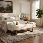 Panca imbottita in boucle Paulina Modern Rubberwood Christopher Knight Home