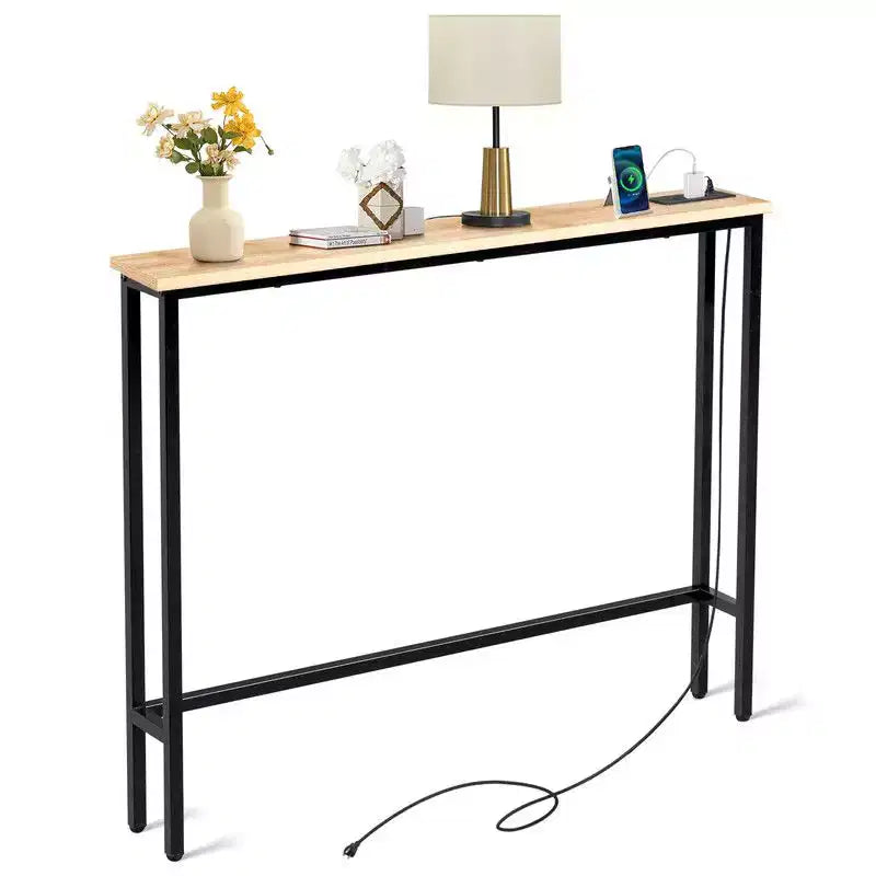 Marrone Ruggine 1pz Tavolo Consolle in Ferro Triamino 100*15*79cm con Prese