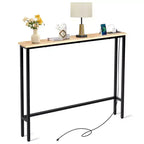 Marrone Ruggine 1pz Tavolo Consolle in Ferro Triamino 100*15*79cm con Prese