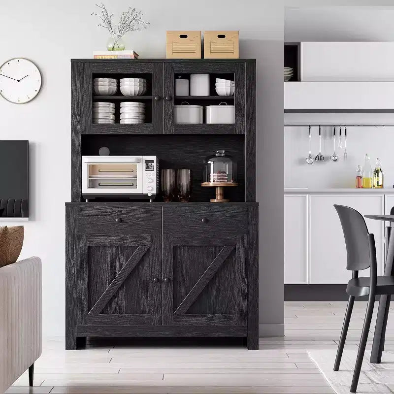 Dispensa da cucina con supporto per microonde, Armadio credenza con buffet e ripiani regolabili, per cucina, sala da pranzo