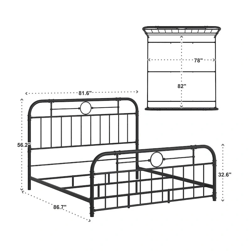 Letto matrimoniale in metallo nero