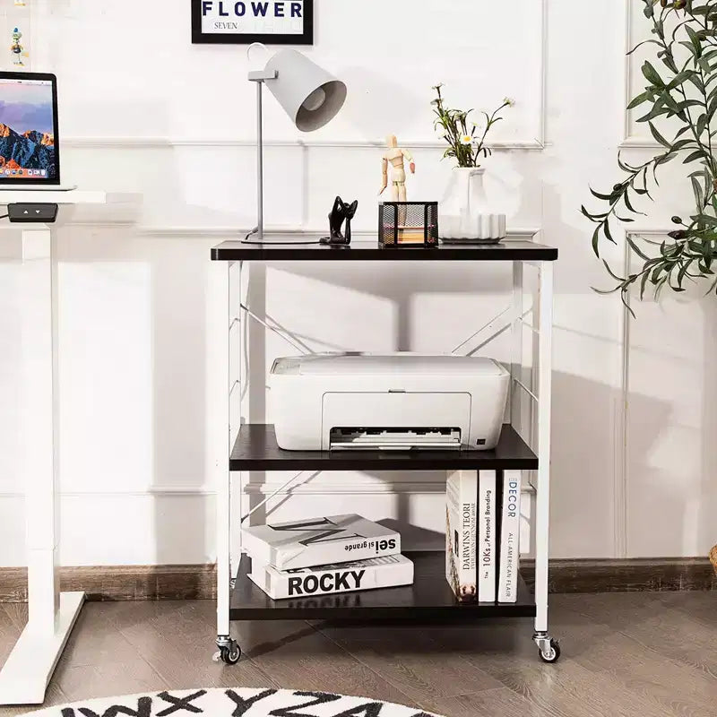 Scaffale da Cucina a 3 Livelli Costway, Carrello per Forno a Microonde con Gancio
