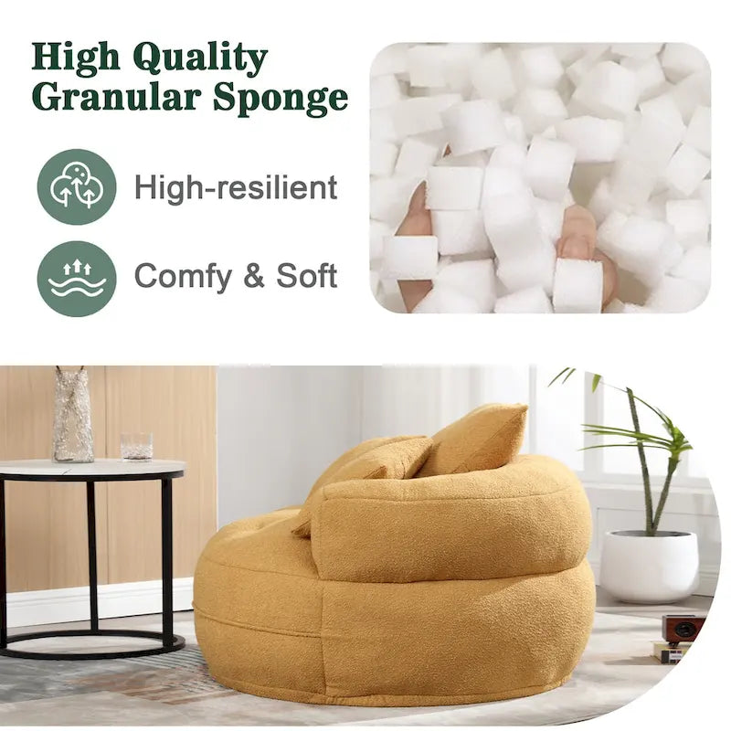 Poltrona Divano Pigro Rotondo – Bianco/Blu/Grigio/Giallo/Arancione/Rosarossa/Blu Scuro/Verde, Posto Singolo e Coppia
