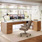 Scrivania direzionale a L Lantine 85,8, scrivania da computer da ufficio extra large con cassetti portadocumenti per l'home office