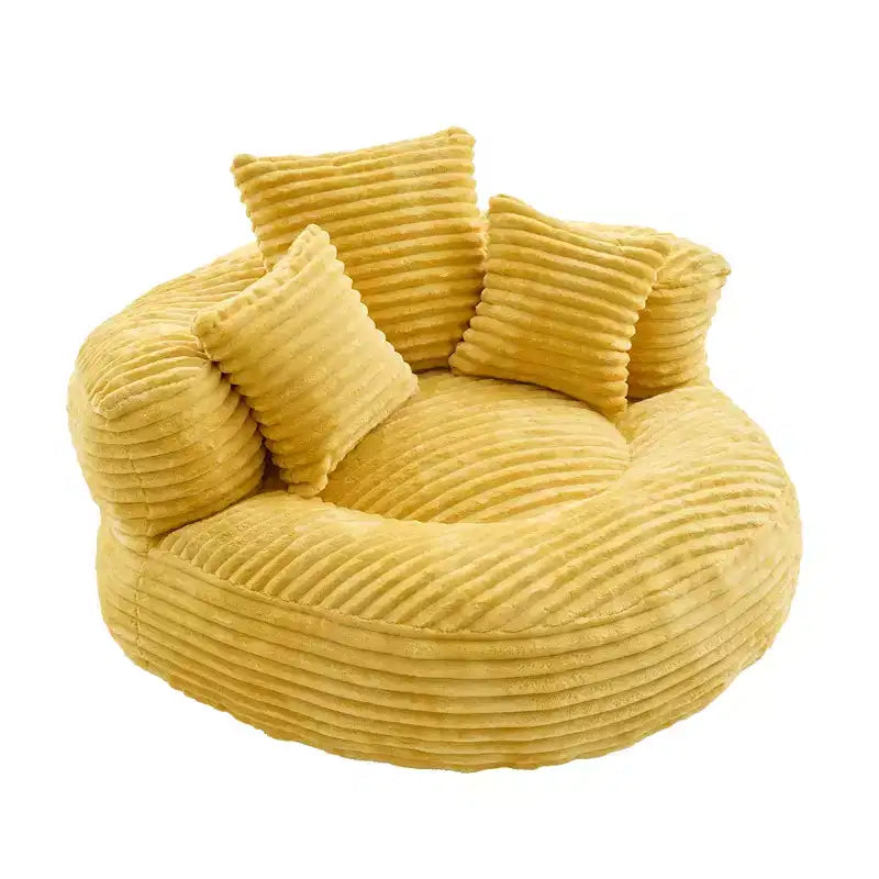 Pouf Divano per Adulti e Bambini, Poltrona Sacco Oversize in Corduroy con 3 Cuscini e Braccioli per Soggiorno e Camera da Letto