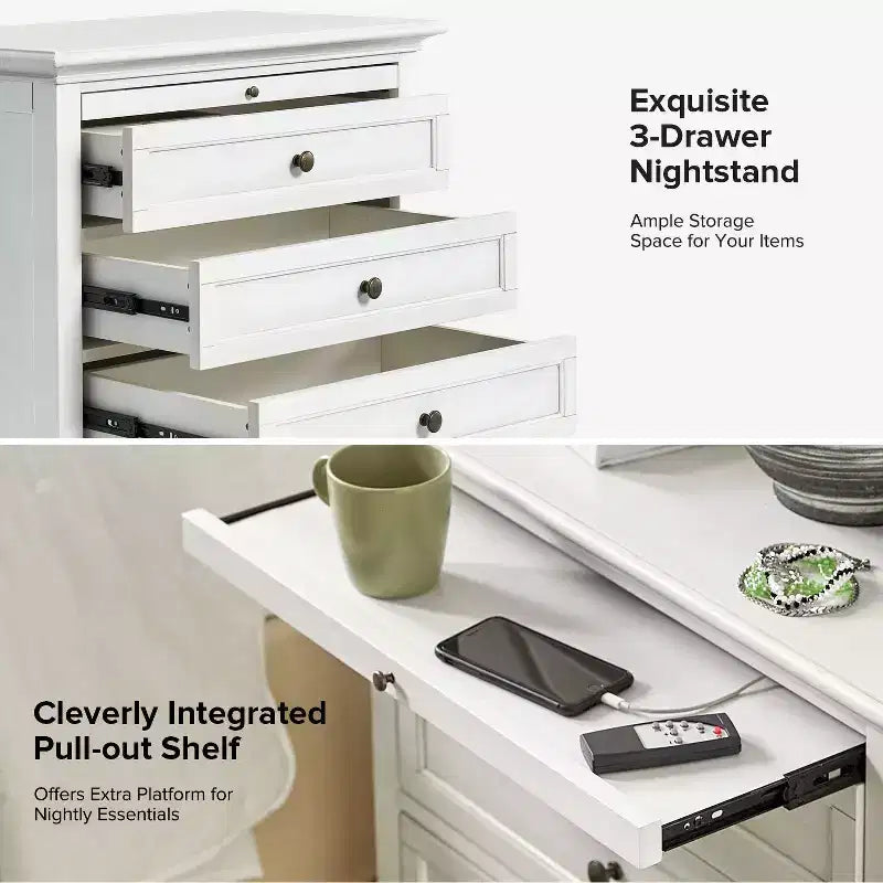 Giorgio 3 - Tavolino con cassetti e prese integrate Set di 2|HULALA HOME