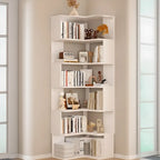 Libreria ad angolo in legno multistrato con 6 ripiani