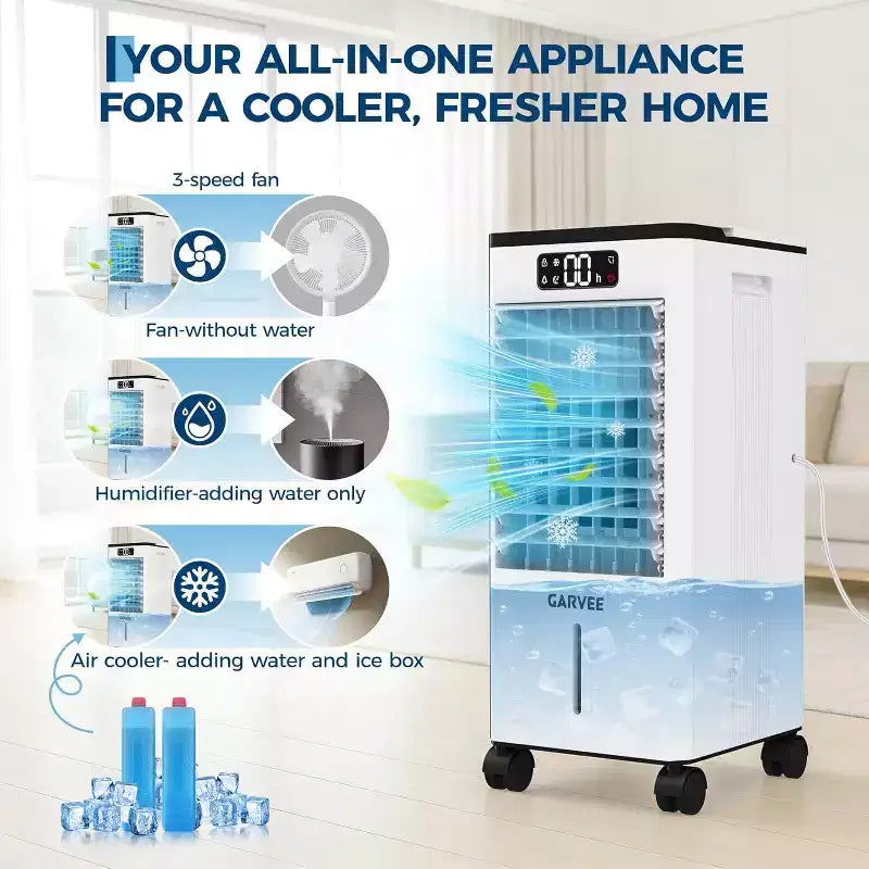 Raffrescatore Evaporativo Portatile da 7L con Telecomando, 3 Velocità, Timer e Funzione Oscillante per Casa e Ufficio